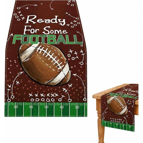 Sports American Football Rugby Stadium Table Runner, Kitchen Dining Table Decoration, Indoor, Outdoor, Holiday, Rugby-themed Party，Party Decor,33x120cm (1/5)