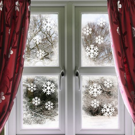 Stickers électrostatiques flocons - Autocollants adhésifs fenêtres noël - décoration fêtes (1/5)