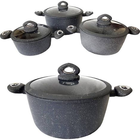 Trade Shop - Conjunto De 3 Cazuelas De Cazadoras De Cazuela Anti-resistente A Arañazos De Piedra Antiadherente - (1/5)