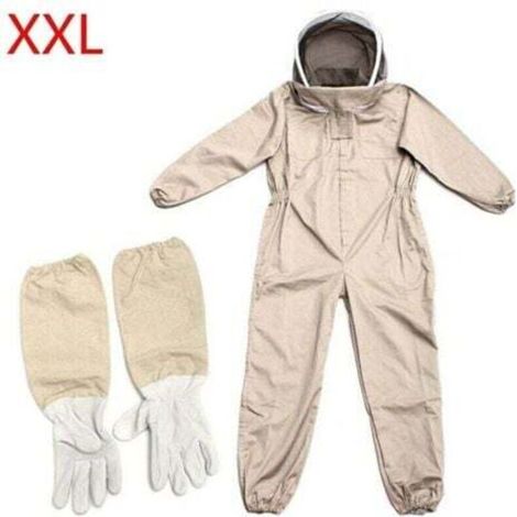 Imkeranzug – Imkerbekleidung – Ganzkörperschutz – Anfängerhandschuhe – Kaffeebraun – Größe XXL