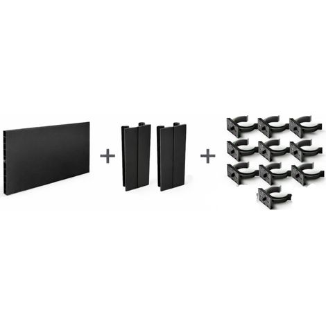 Zócalo PVC/Aluminio para Mueble de Cocina, Color Negro, 290x10 cm + 2 Esquinas Flexibles + 10 Pinzas para Patas (1/5)