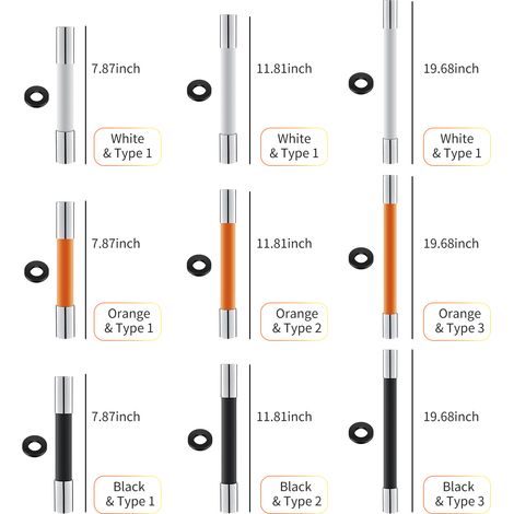 Flexibler Silikonschlauchverlängerer für 360° drehbare Wasserhähne mit auslaufsicherer Dichtung und Luftsprudler – 20/30/50 cm (Orange/Schwarz/Weiß) – Set bestehend aus 1 Schlauch und 1 Dichtung (1/4)