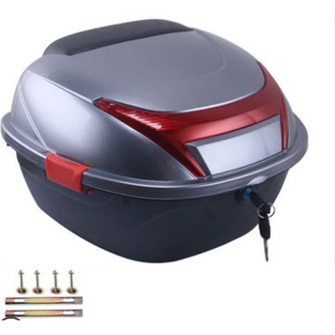 Boîte arrière de moto, rangement de bagages pour casque, boîtier supérieur de grande capacité universel pour électromobile, taille gris argent (1/5)
