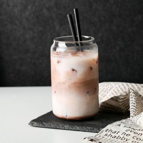 Tasse en verre Verre créatif en forme de canette de, pour jus de fruits, lait, thé, bière, eau, boisson froide art mug (1/5)