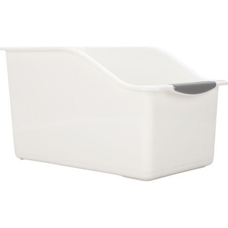 Boîte de rangement multi-usages empilable et peu encombrante en plastique alimentaire de qualité supérieure, idéale pour ranger les pots de condiments et autres aliments. Disponible en blanc et gris. (1/5)
