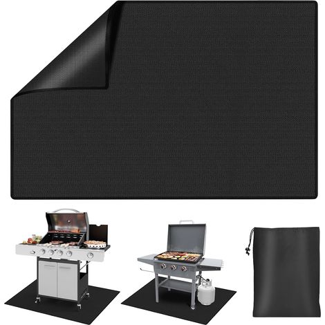 Tapis de barbecue 100 x 150 cm - Tapis ignifuge - Réutilisable - Pliable - En fibre de verre - Pour barbecue à gaz, barbecue électrique (1/5)