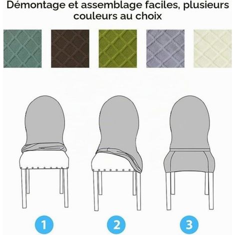 Housse De Chaise - Forme Ovale - Hauteur Dossier 50-53 Cm Largeur Dossier 41-44 Cm - Siège 48-51 X 42-45 Cm - Épaisse Extensible - 1 Pièce (1/5)
