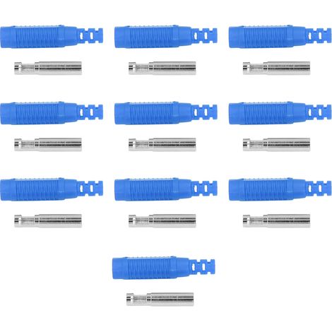 10er-Set Bananenbuchsen-Stecker aus Messing (PA-Buchse) mit Isolierschlauch, Presspassungsadapter J.10031 (Blau) (1/5)