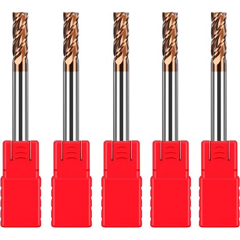5 Stück 3mm VHM Fräser Schaftfräser Hartmetal, AlTiN beschichtet 55 HRC 4 Schneiden, bohren, fräsen, schlichten, eintauchen, CNC, Wolframkarbid (1/5)