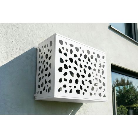Klimaanlagen- und Wärmepumpenabdeckung ANETO SUNNY Aluminium weiß mit Unterseite – Größe M