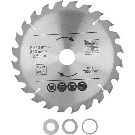Lame de scie circulaire carbure 210 mm pour coupe bois et plastique, scies à onglet et de table, 24 dents. (1/5)