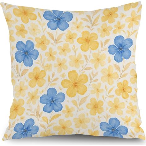 Taie d'oreiller plantes fleurs, décoration maison moderne,50×50cm (1/5)