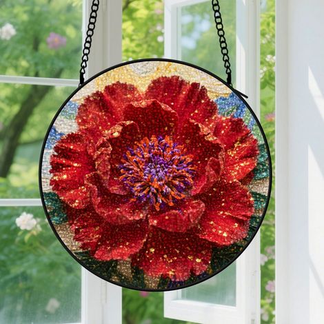 Suspension en vitrail, attrape-soleil élégant, décoration maison unique, cadeau Fête des Pères, Noël pour homme, femme, maman 9cm (1/5)