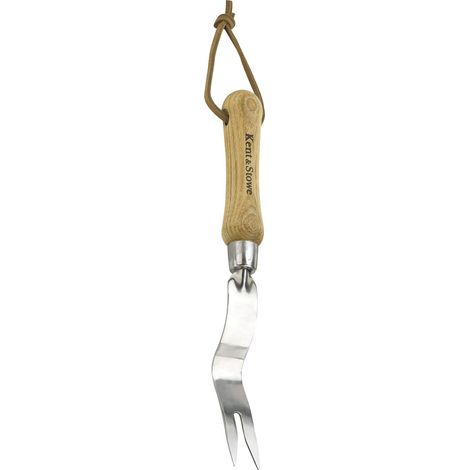 Kent & Stowe Estirpatore radici – Estirpa erbacce in acciaio inossidabile per erba e terra, con manico in legno di frassino, lunghezza: 30 cm (1/3)
