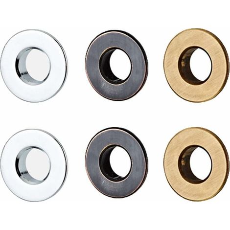 6 anneaux de trop-plein, insert en laiton, anneaux de trop-plein de rechange pour évier de salle de bain ou de cuisine (chrome, noir patiné, antique) (1/5)