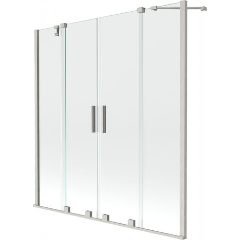 Mexen Velar Duo paravento doccia a 2 ante scorrevoli 150 x 150 cm, trasparente, nichel spazzolato - 896-150-000-02-97 (1/2)