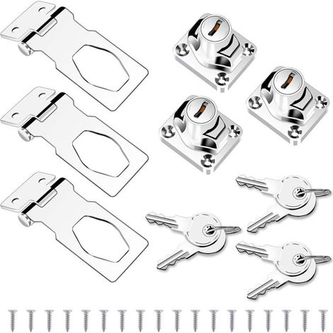 3 Pack Hasp Padlock with Key and Screws for Doors, Cabinets, Drawers (1/5)