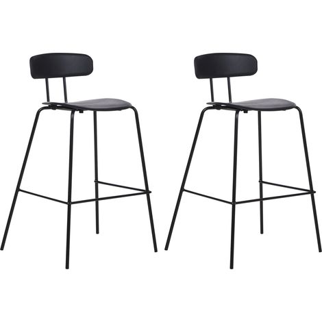 Conjunto de 2 sillas de bar taburetes altos de plástico patas de metal negro Sibley (1/5)