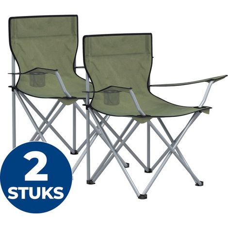 Lot de 2 Chaise de camping, Pliable, Tissu Oxford 600D, Cadre en fer, Porte-gobelet, 120 kg, Plage Festival Jardin (1/5)