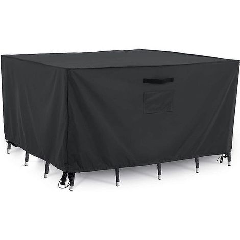 Housse de protection imperméable noire pour ensemble de mobilier de jardin (table et canapé d'angle rectangulaires), 123 x 123 x 71 cm. (1/5)