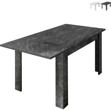 Moderner ausziehbarer Esstisch in Marmor-Optik 90x137-185cm Auris - Schwarz