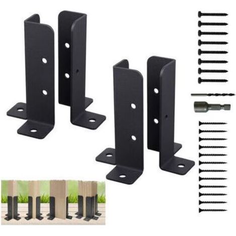 Supports de poteaux réglables pour bois – Lot de 4 – Compatible 38x38/50x50/50x101/101x101mm – Fer résistant à la corrosion (1/5)