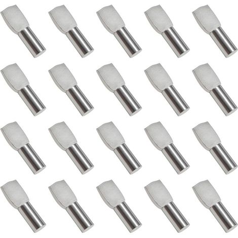 50Pcs Taquet Etagere,Support d'Étagère Étagère Broches Cheville Etagere Supports de Plaque en Métal Nickelé pour Armoire, Bureau et Étagère- 5mmX19mm (1/5)