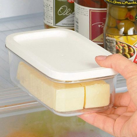Coupe-beurre en acier inoxydable pour pain, gâteaux et fromages. Boîte de conservation. (1/4)