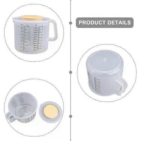 Tasse à mesurer pour pâtisserie de grande capacité (25 L) avec couvercle gradué, bol mélangeur transparent et poignée ergonomique pour la cuisine domestique. (1/5)