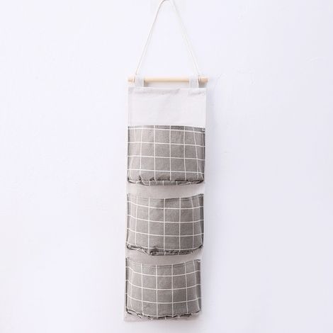 Sacs de rangement - Lot de 2 sacs de rangement muraux suspendus, organisateur de sacs de rangement à fixer derrière une porte, organisateur de sacs de rangement pour armoire mural (gris) (1/5)