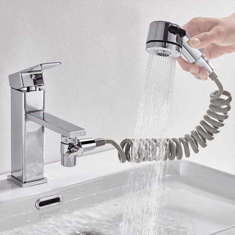Douchette Universelle Pour Lavabo Douche Évier Cuisine Fixation Adhésive Installation Facile Pratique Compacte (1/4)