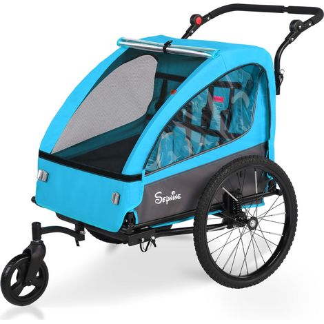 Sepnine BT920 Remorque Vélo Enfants – 2 Places, Pliable, Bleu (1/5)