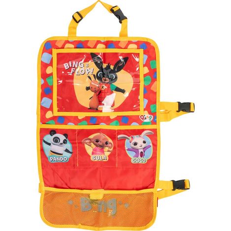 Bing Proteggisedile portaoggetti Tablet Organizer auto per bambini di colore rosso con i simpatici Bing, Flop, Pando, Sula e Coco (1/4)