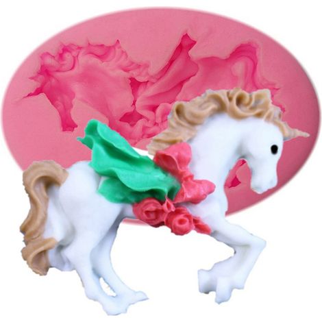 Moule à gâteau licorne en silicone accessoire de décoration fait maison pour cuisson pâte à sucre muffin dessert 02 (1/2)
