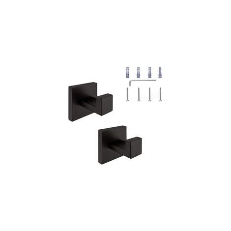 Gancho para toallas, toallero doméstico, ganchos para albornoces, acero inoxidable SUS 304, acabado negro mate, gancho de pared versátil (1/4)