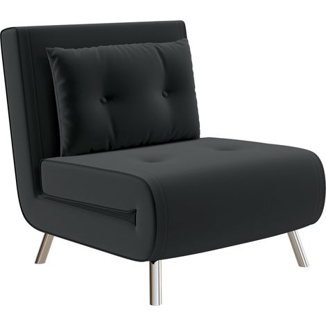 Sofá cama plegable de 77 x 88 x 83 cm, tapizado en terciopelo negro, individual con cojines, ideal para salón, dormitorio, oficina y apartamento. (1/5)