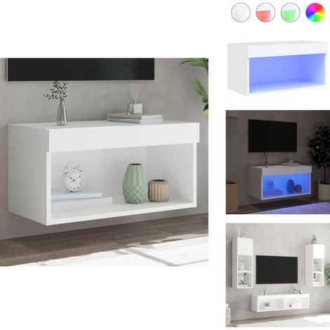 Meuble TV avec lumières LED blanc 60x30x30 cm - Meuble Tv - Meuble Téléviseur - Meuble Audiovisuel - Éclairage Led - Meuble Design (1/5)