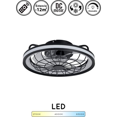 Ventilador de techo con luz silencioso DC con mando Rafale negro 40 cm invierno-verano color luz regulable (1/5)