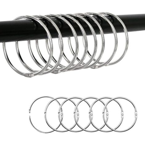 30 Gardinenringe – Rostfreies, silberfarbenes Eisen – 60 mm Innendurchmesser – Einfache Stangenmontage (1/5)