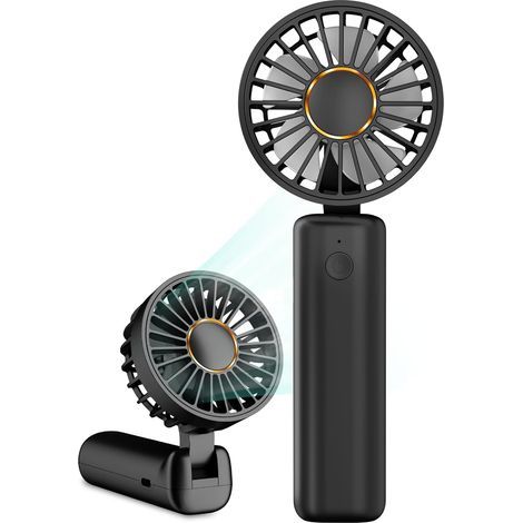 Ventilatore da tavolo piccolo, portatile e pieghevole, 2000 mAh, nero (1/5)