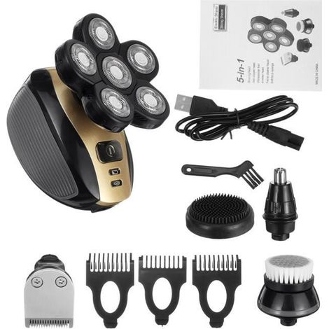3D Tondeuse à cheveux Rasoir Électrique USB Rechargeable 6 Têtes (1/4)