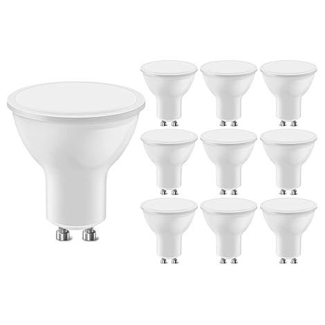 GU10 LED Bulbs, 40W Halogen Spotlight Bulb Equivalent, 5W 400lm Energy Saving Light Bulbs, Cool White 6000K, 120° Beam Angle, Pack of 10 (1/5)