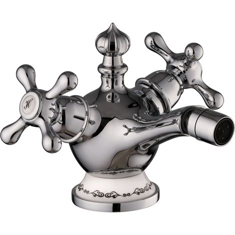 PaulGurkes Bidet Armatur Nostalgie Antik Zweigriffmischer Aufputzarmatur Retro (1/5)