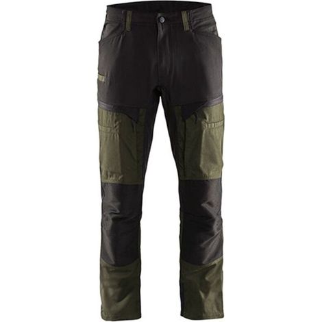 Pantalon de travail stretch 1456 - Vert Kaki/Noir M - FR(44) - SE(C50) - Longues