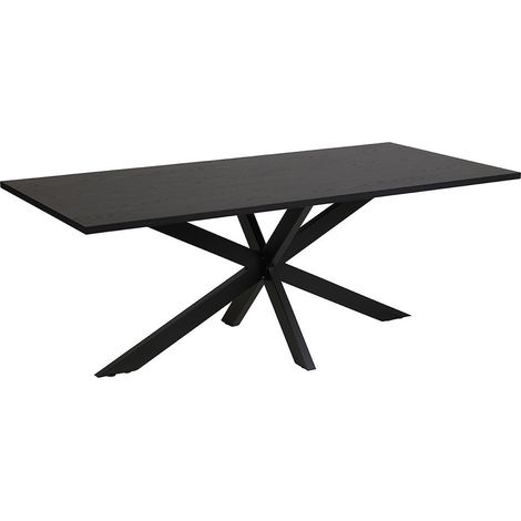 Tisch für 8 Personen für Esszimmer, Kollektion LOFT, Farbe Schwarz in Holzoptik. Metallbeine.