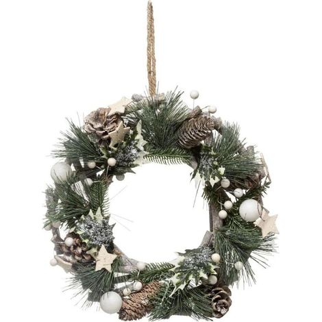 Paris Prix - Couronne De Noël branches Naturelles 32cm Vert