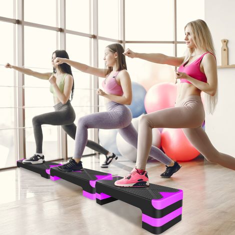 Step aerobico regolabile 74x29x11.5 cm, altezza regolabile, superficie antiscivolo, plastica, viola (1/5)