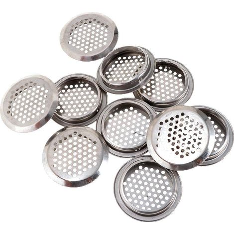 Grille d'aération en acier inoxydable, bouche de ventilation ronde 53 mm, volet à mailles pour armoire, couvercle de conduit d'air perforé (1/5)