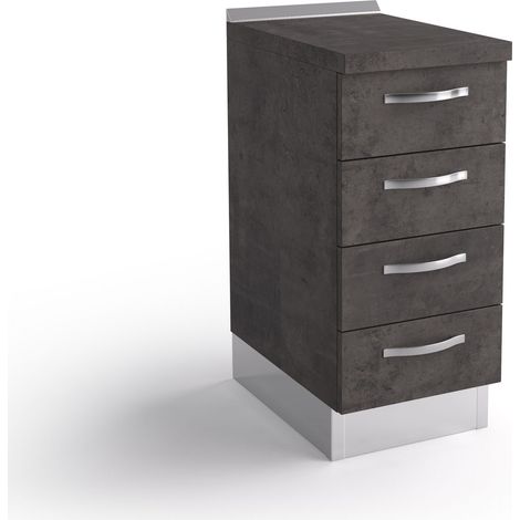 Cómoda de cocina base 40x60x84 cm en madera color lava con cuatro cajones - Massa (1/3)