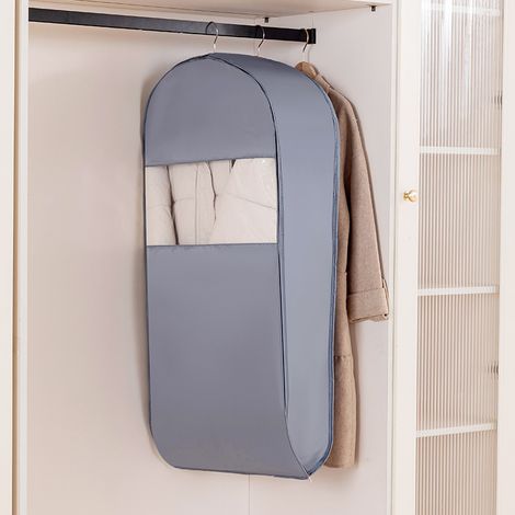 Housse de protection pour sac de compression de vêtements, format moyen gris, housse anti-poussière et anti-humidité, organisateur de penderie pour vestes, chemises et tenues moyennes (1/5)